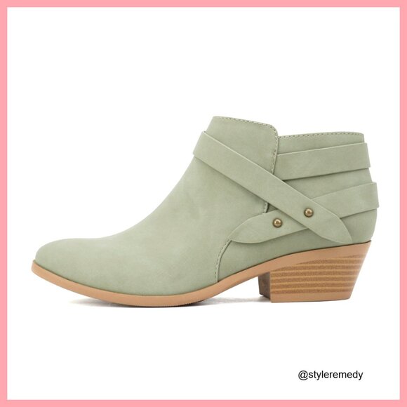 Women's Ankle Bootie with Multi Strap and Block Heel
